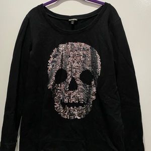 Express Sequin Skull Sweater